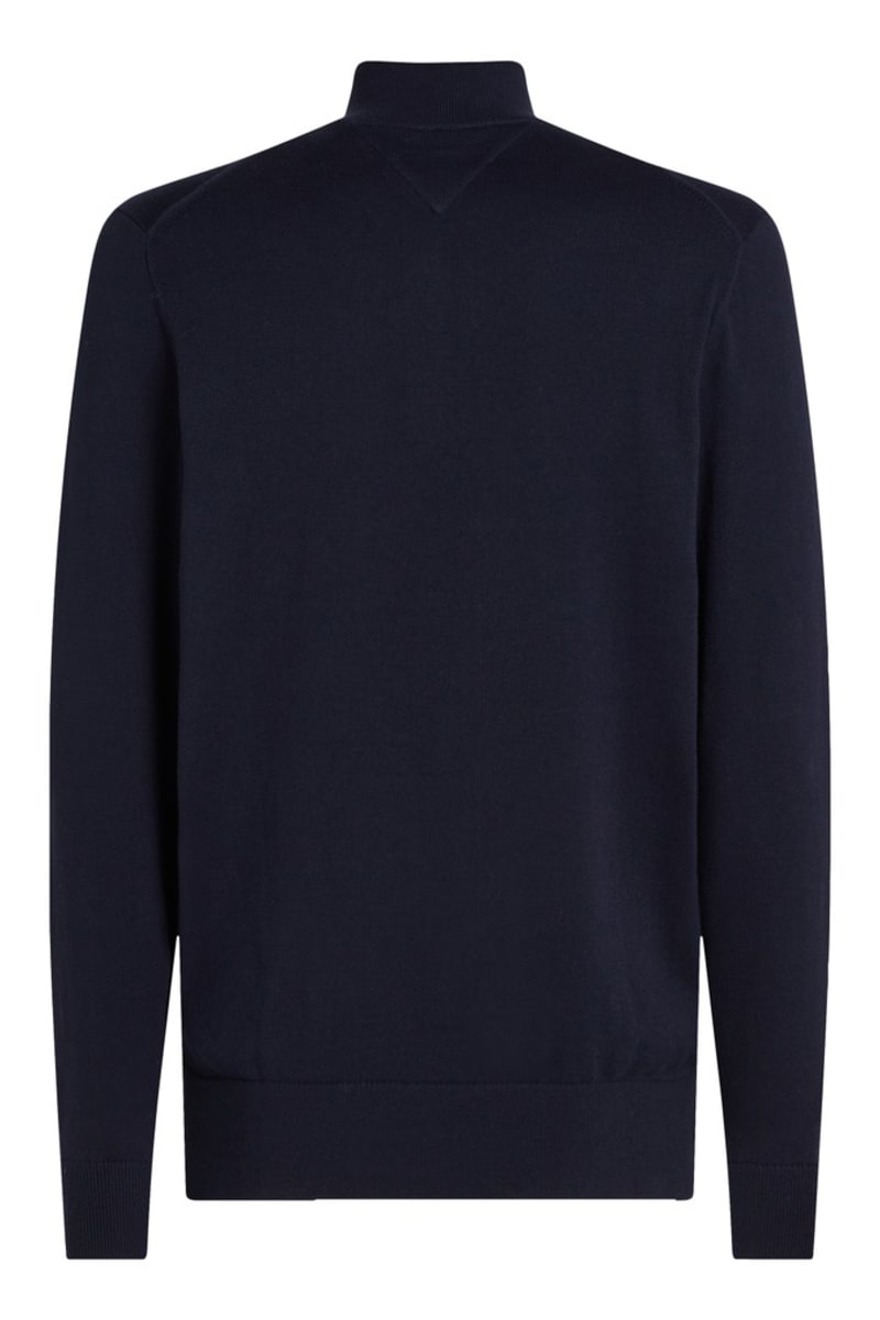 Tommy Hilfiger Essential Cotton Zip Mock Neck Jumper Navy Blue