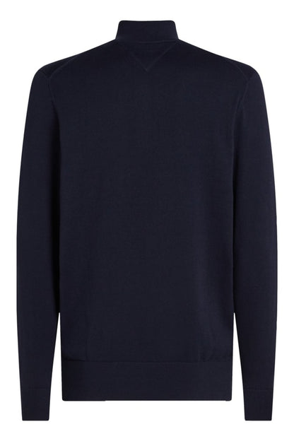 Tommy Hilfiger Essential Cotton Zip Mock Neck Jumper Navy Blue