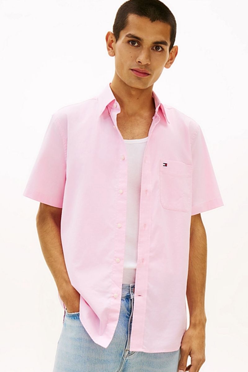 Tommy Hilfiger 42285 SS Oxford Solid Shirt Rose