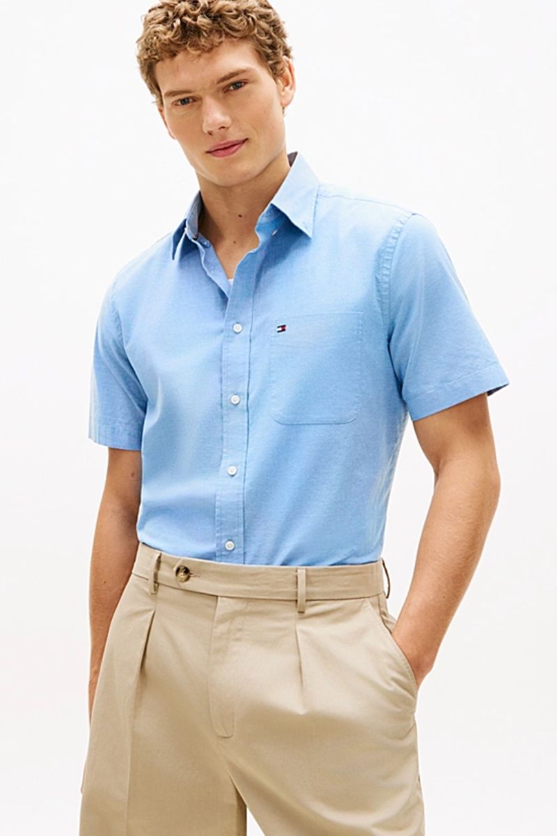 Tommy Hilfiger SS Oxford Solid Shirt Blue