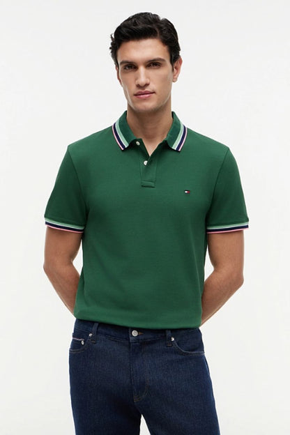 Tommy Hilfiger Contrast Collar Cuff Polo Street Green