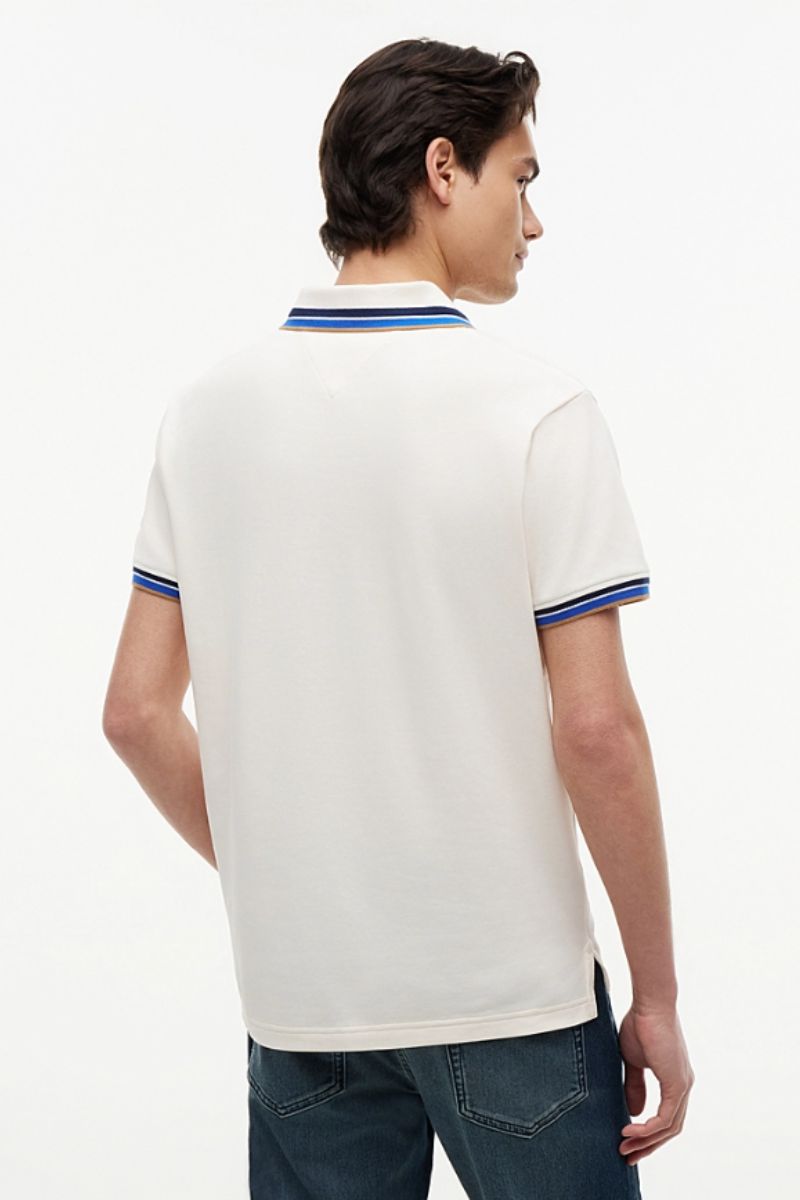 Tommy Hilfiger Contrast Collar Cuff Polo Ivory Petal