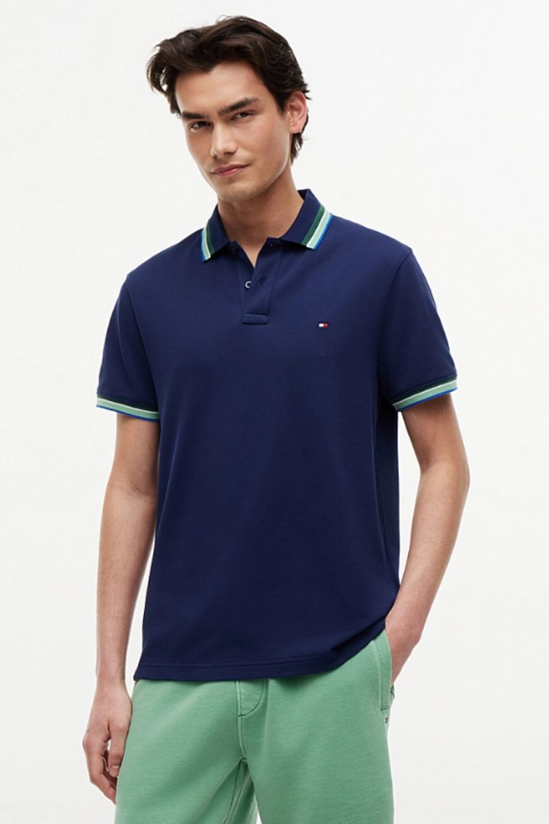 Tommy Hilfiger Contrast Collar Cuff Polo Carbon Navy