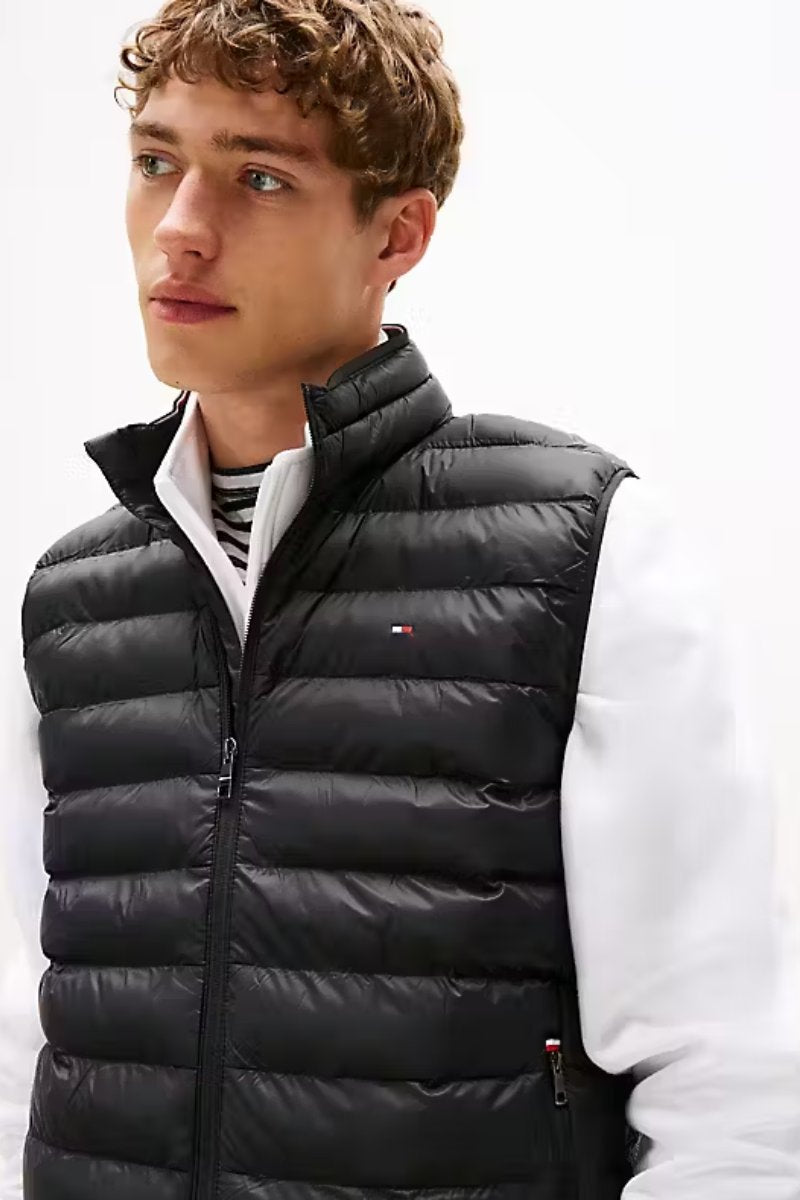 Zip Thru Tommy Hilfiger Gilet Mens Black Tommy Hilfiger Core