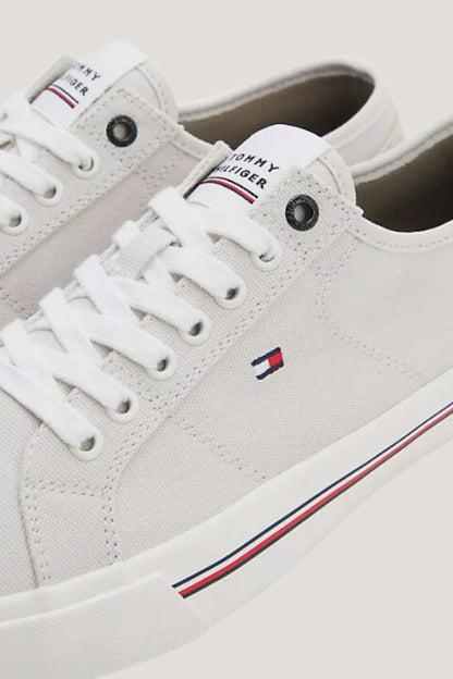 Tommy Hilfiger Corp Vulc Canvas Trainers Stone