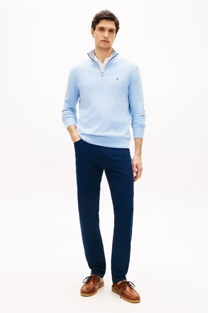 Tommy Hilfiger Essential Cotton Zip Mock Blue