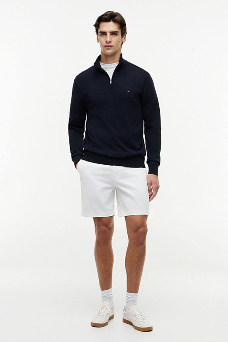 Tommy Hilfiger Essential Cotton Zip Mock Navy