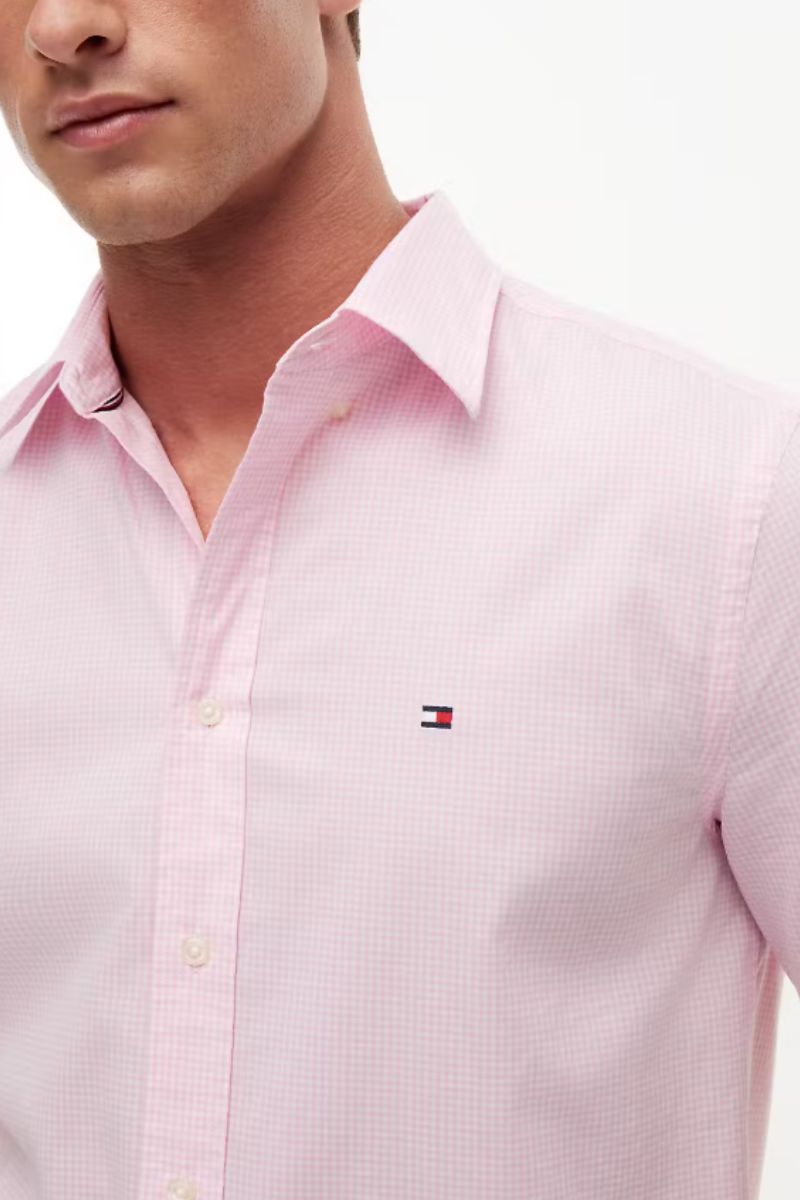 Tommy Hilfiger Flex Poplin Gingham Shirt Pink