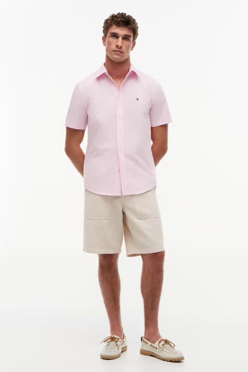 Tommy Hilfiger Flex Poplin Gingham Shirt Pink