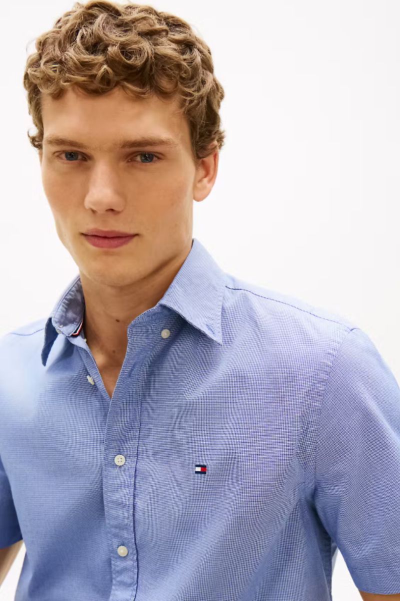 Tommy Hilfiger Flex Poplin Houndstooth Shirt Blue