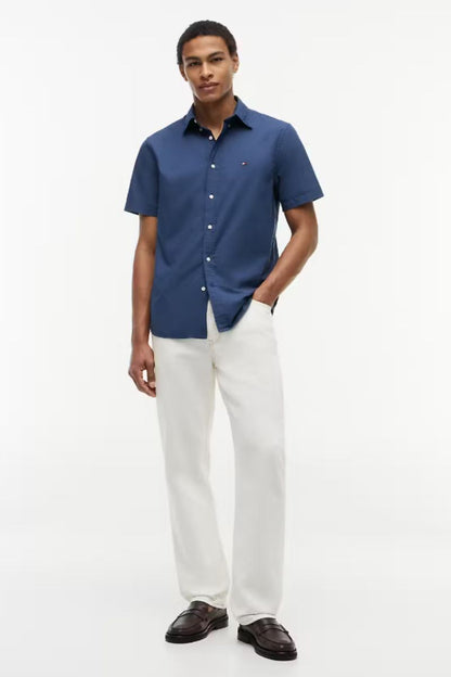 Tommy Hilfiger Flex Poplin Houndstooth Shirt Navy