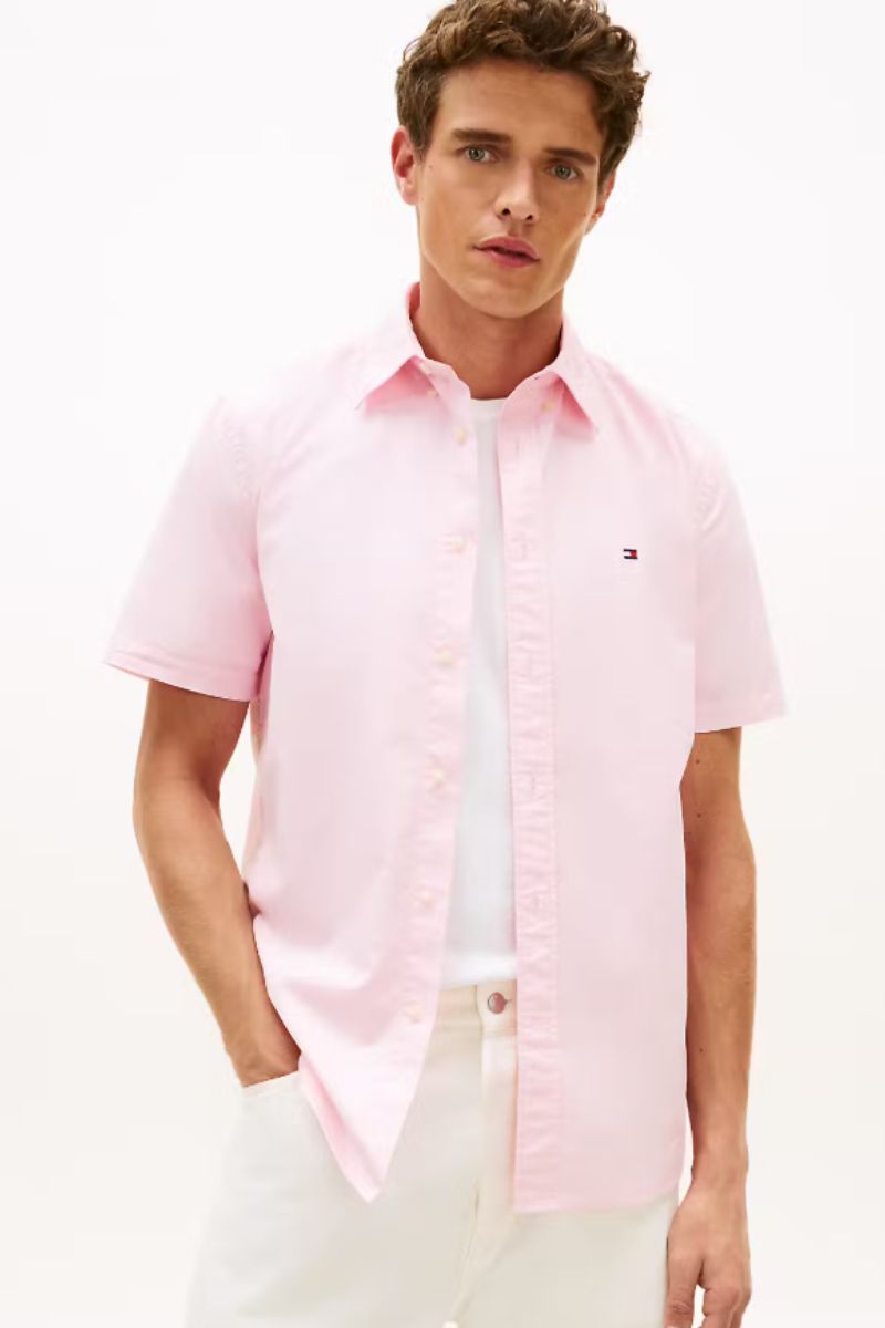 Tommy Hilfiger Flex Poplin Houndstooth Shirt Pink