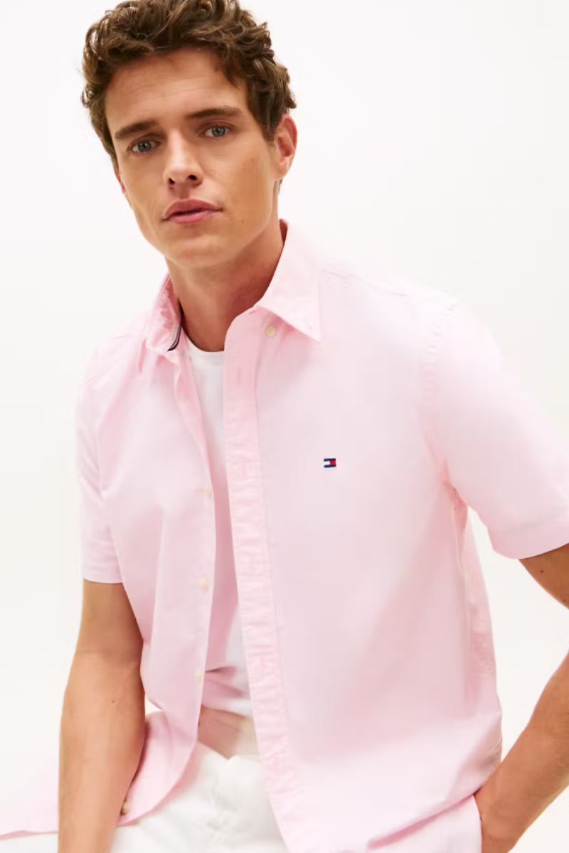 Tommy Hilfiger Flex Poplin Houndstooth Shirt Pink