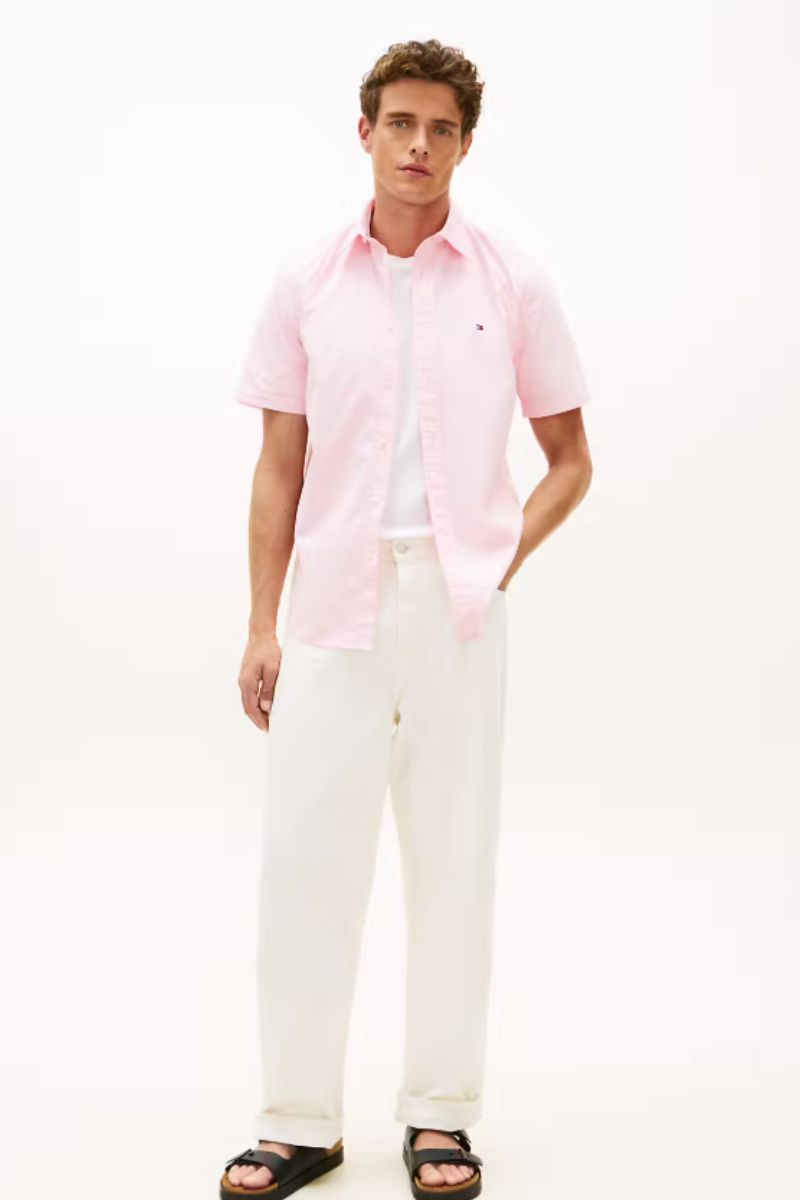 Tommy Hilfiger Flex Poplin Houndstooth Shirt Pink