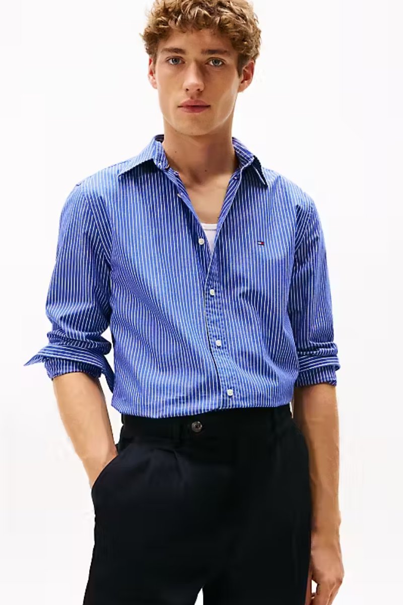 Tommy Hilfiger Hairline Stripe Shirt Blue