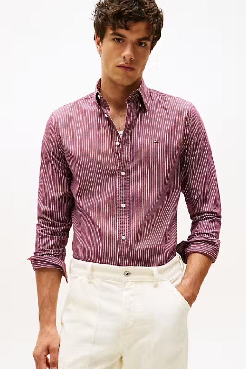 Tommy Hilfiger Hairline Stripe Shirt Rouge