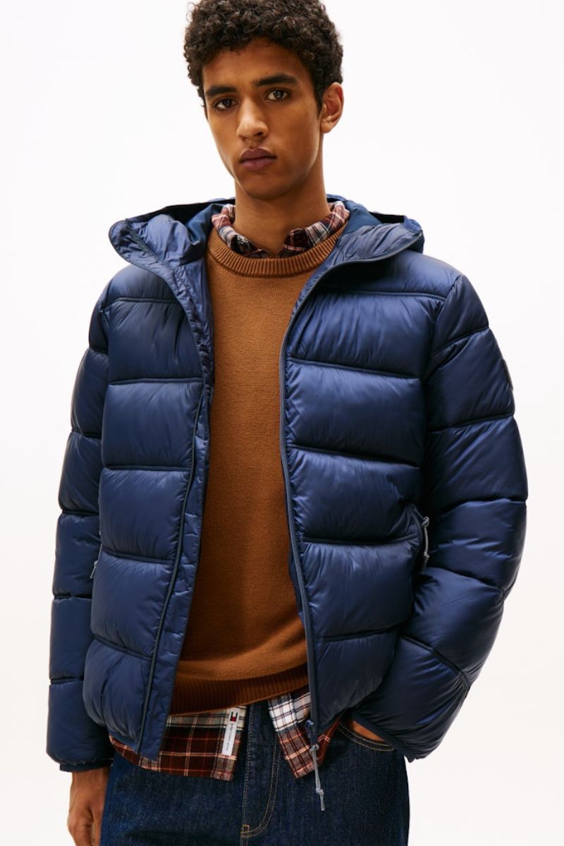 Tommy Jeans Hooded Logo Puffer Navy