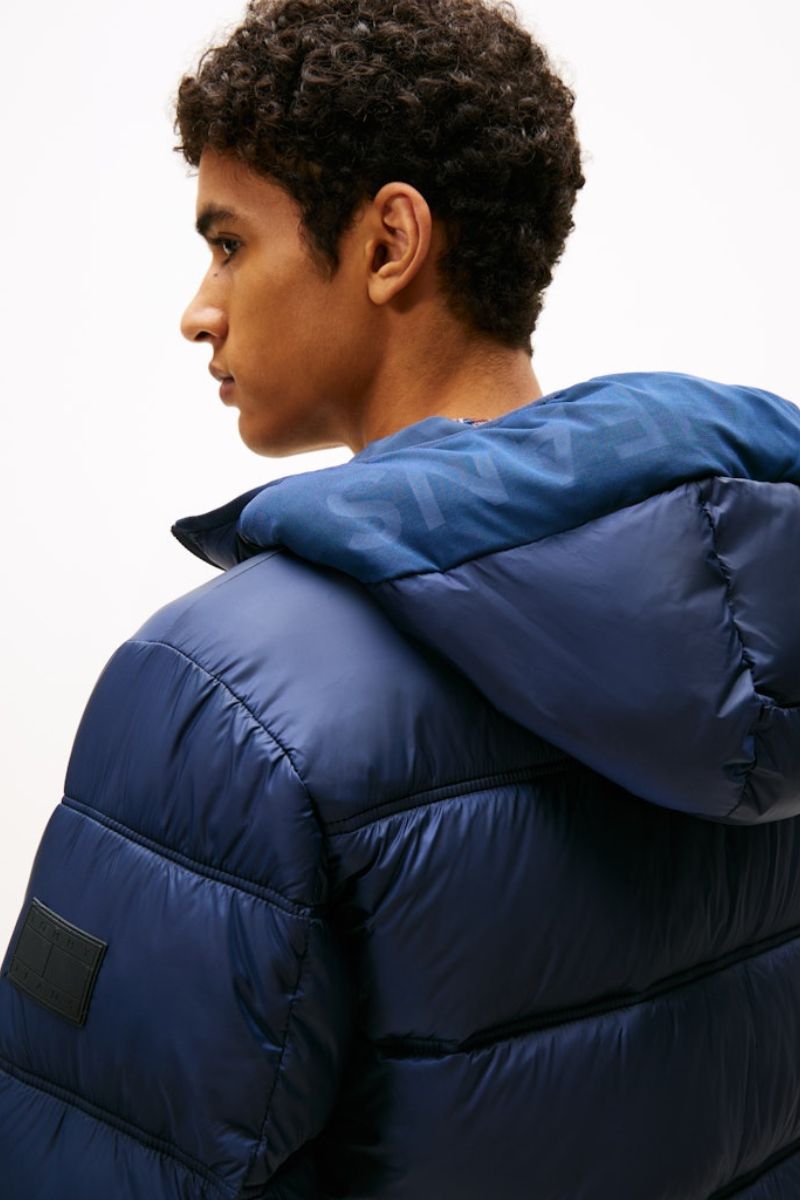 Tommy Jeans Hooded Logo Puffer Navy