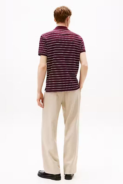 Tommy Hilfiger Liquid Cotton Polo Burgundy Stripe