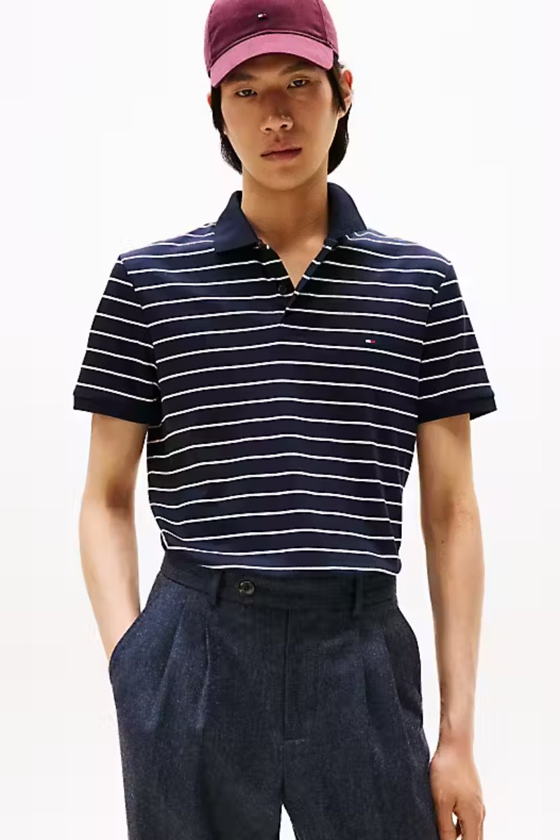 Tommy Hilfiger Liquid Cotton Polo Navy Stripe