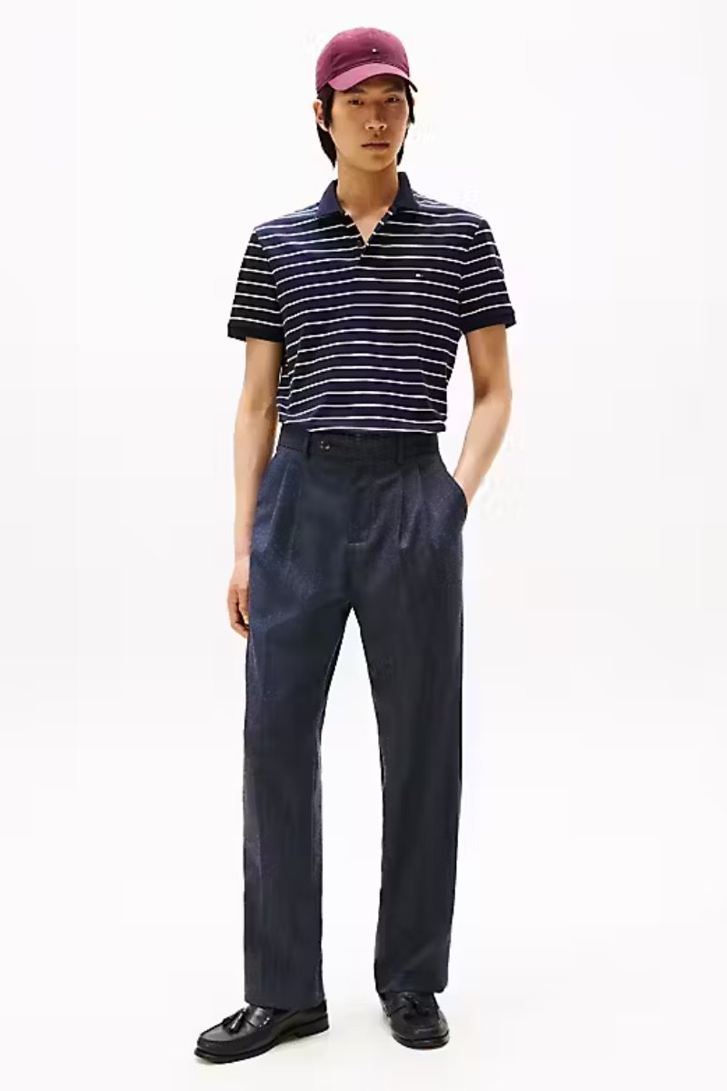 Tommy Hilfiger Liquid Cotton Polo Navy Stripe