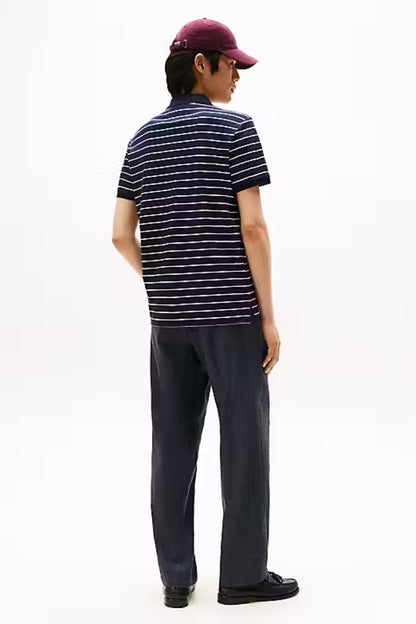 Tommy Hilfiger Liquid Cotton Polo Navy Stripe
