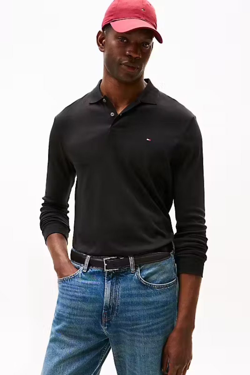 Tommy Hilfiger Long Sleeve Liquid Cotton Polo Black