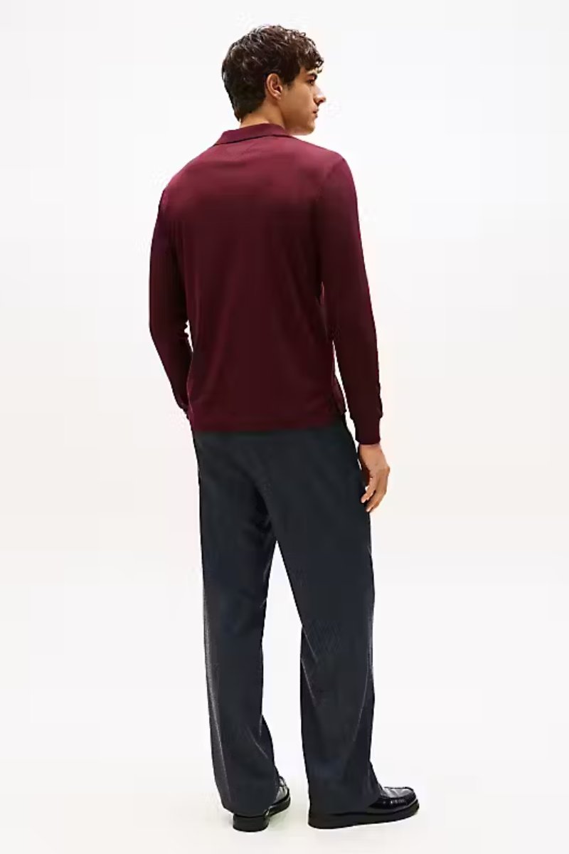 Tommy Hilfiger Long Sleeve Liquid Cotton Polo Burgundy