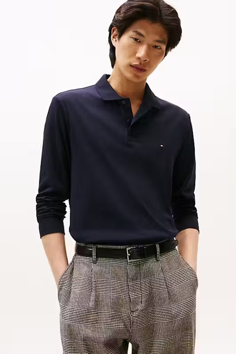 Tommy Hilfiger Long Sleeve Liquid Cotton Polo Navy