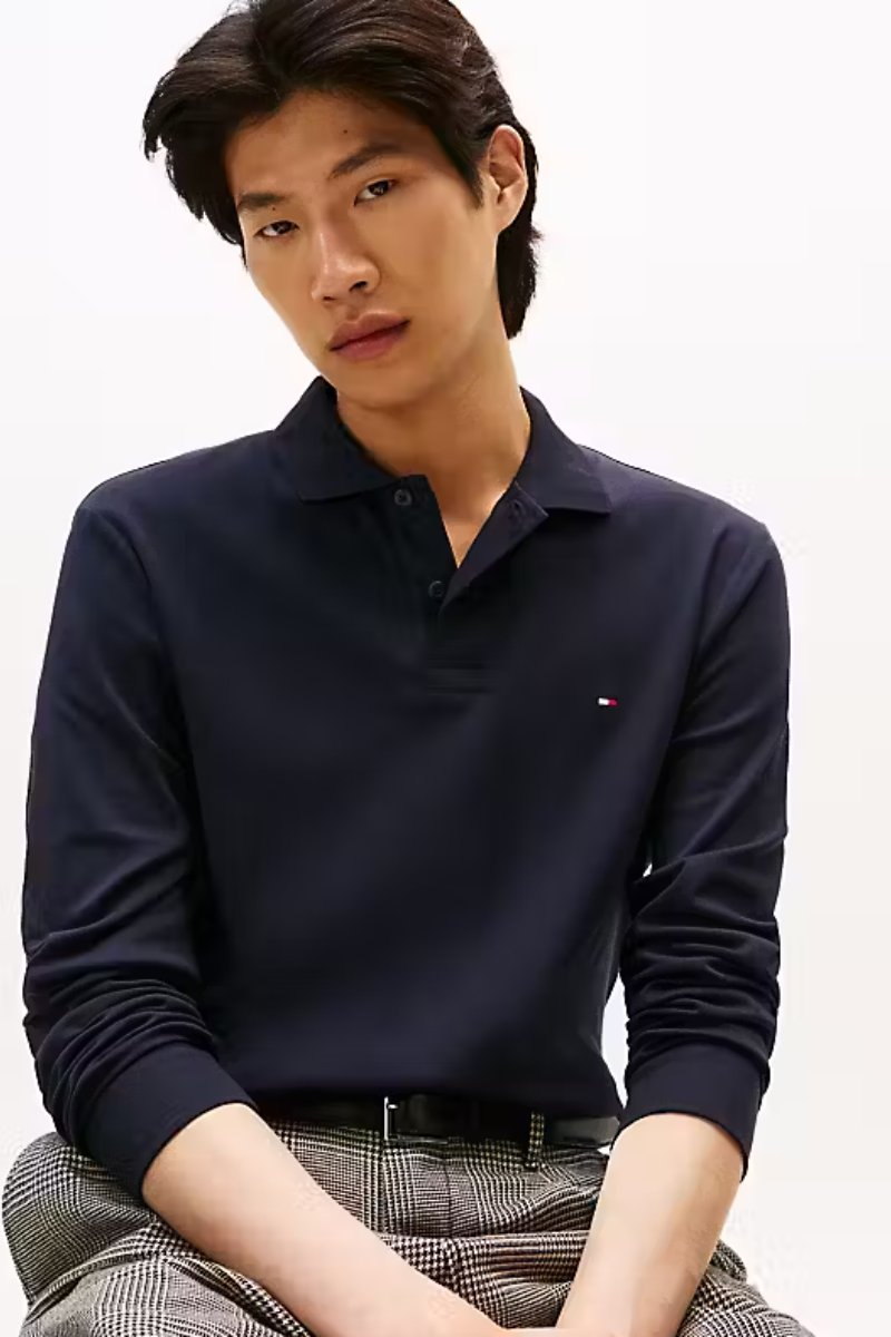 Tommy Hilfiger Long Sleeve Liquid Cotton Polo Navy