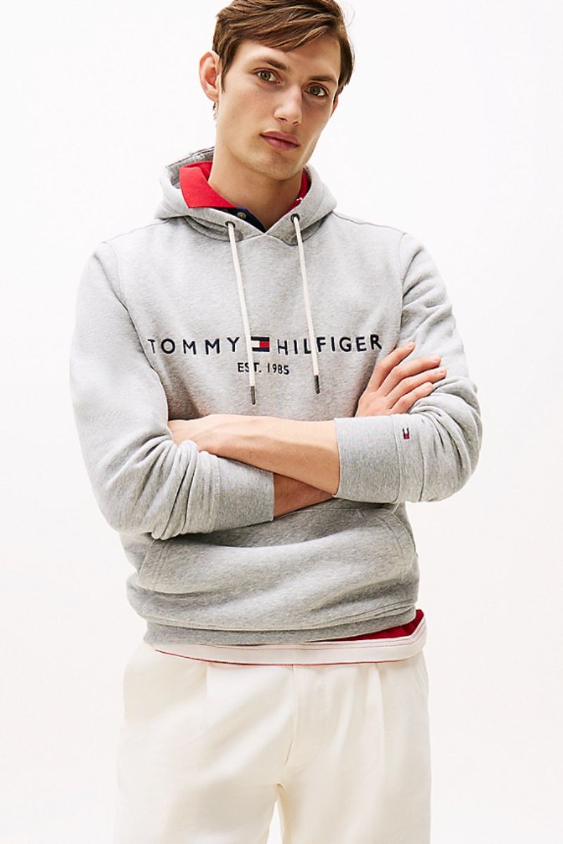 Tommy Hilfiger Logo Hoody Cloud Heather