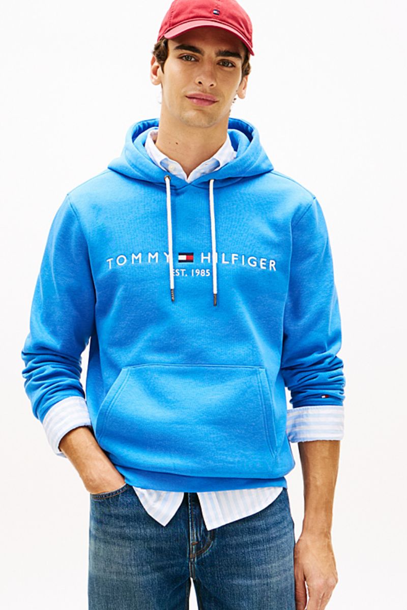 Tommy Hilfiger Logo Hoodie Blue Orbit