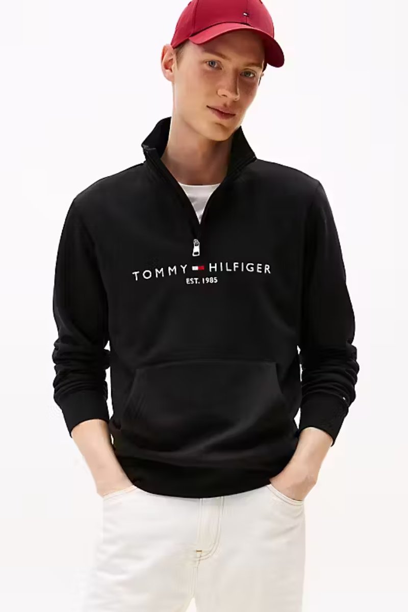 Tommy Hilfiger Logo Mockneck Black