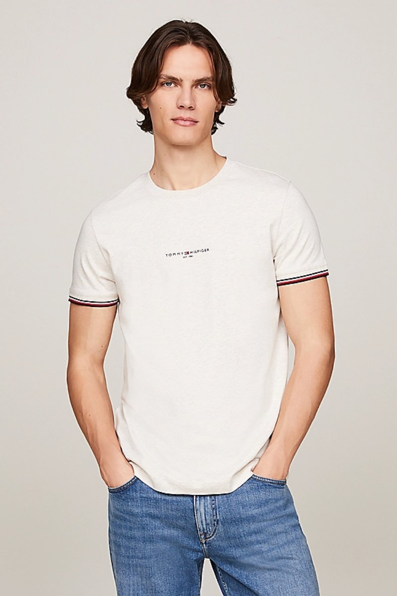 Tommy Hilfiger Logo Tipped T-Shirt Oatmilk