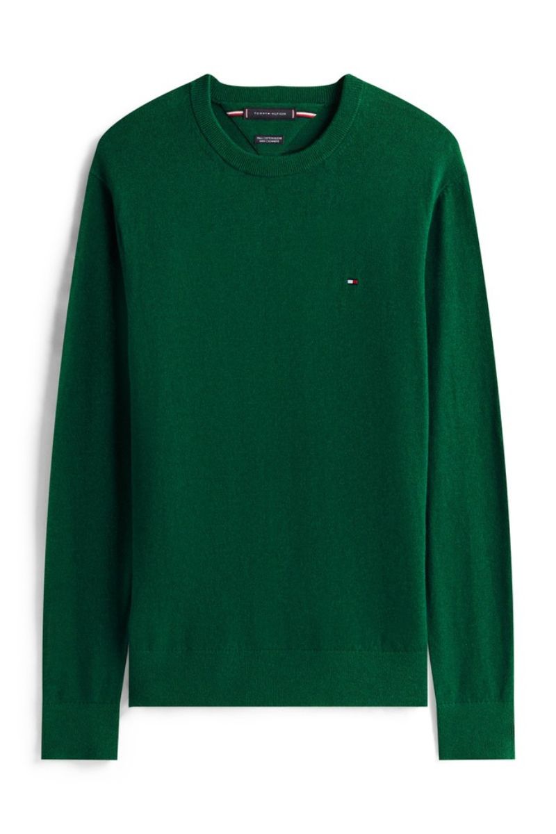 Tommy Hilfiger Pima Cotton Cashmere Crew Neck Jumper Green