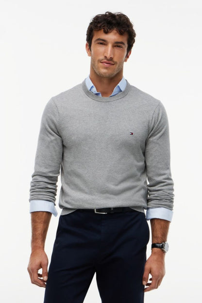 Tommy Hilfiger Pima Cotton Cashmere Crew Neck Jumper Light Grey