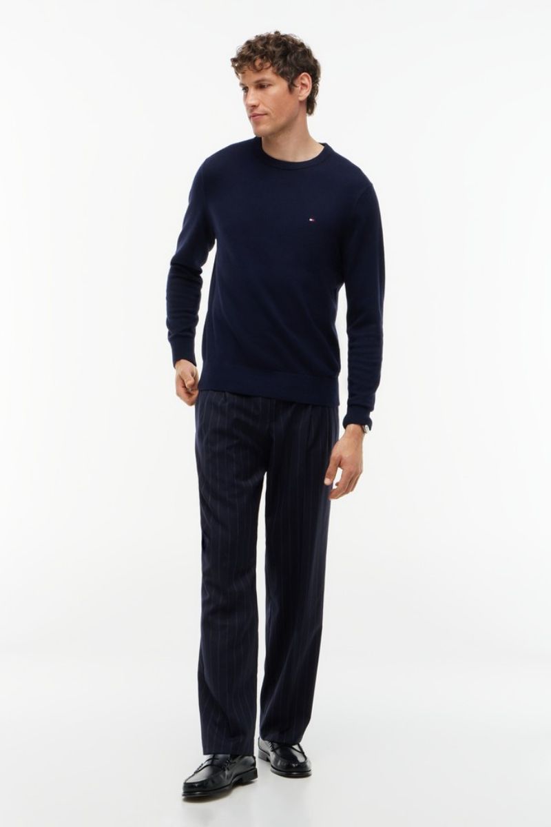 Tommy Hilfiger Pima Cotton Cashmere Crew Neck Jumper Navy Blue
