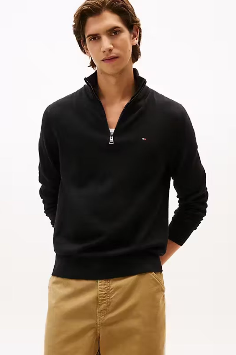 Tommy Hilfiger Pima Cashmere Half Zip Black