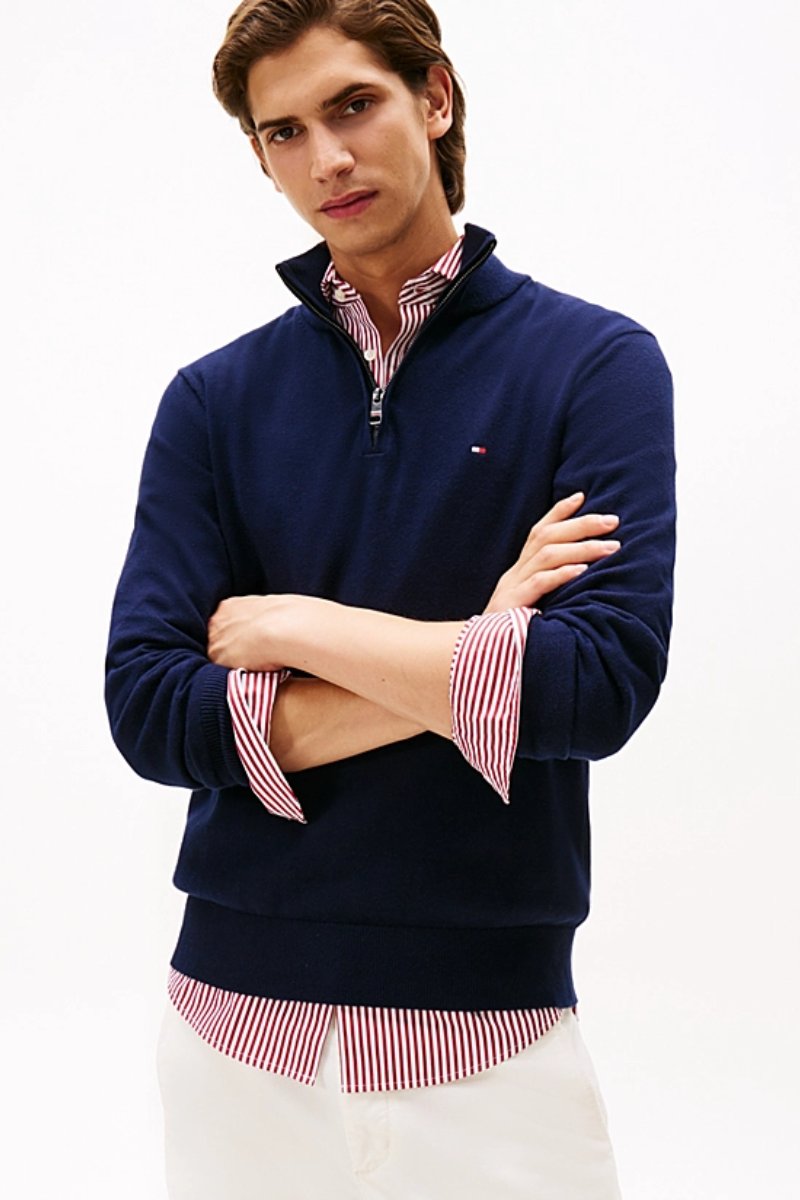 Tommy Hilfiger Pima Cashmere Half Zip Navy