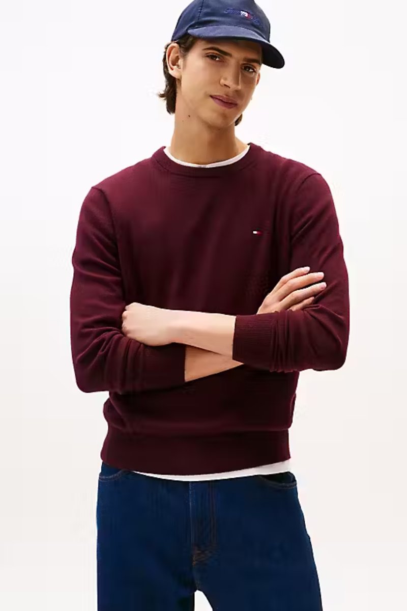 Tommy Hilfiger Pima Cotton Cashmere Crew Rouge