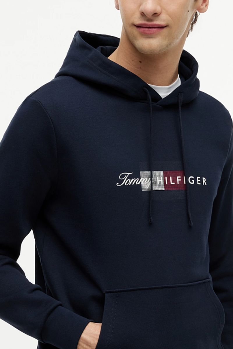 Tommy Hilfiger Script Flag Hoodie Navy
