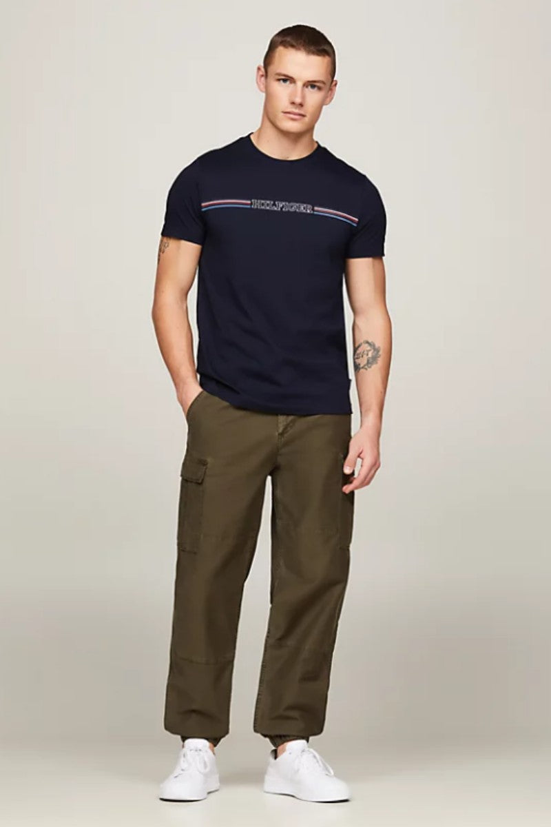 Tommy Hilfiger Stripe Chest T-Shirt Navy