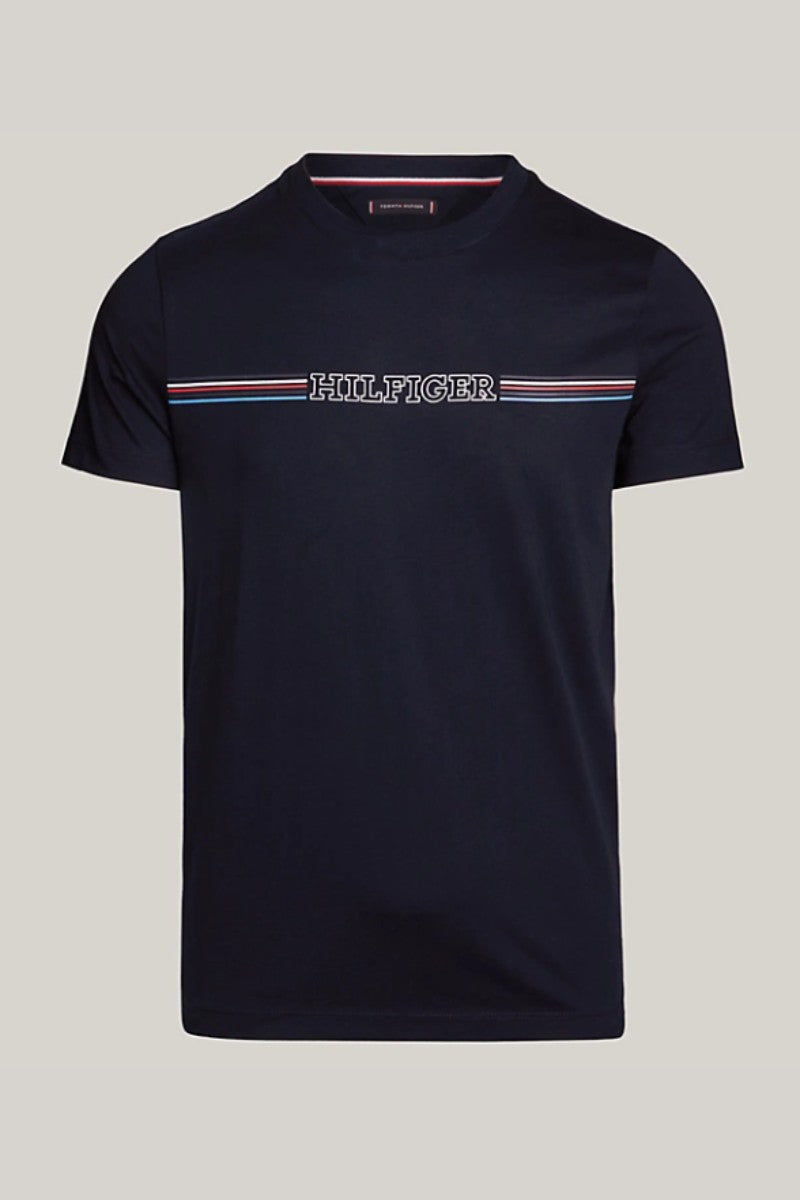Tommy Hilfiger Stripe Chest T-Shirt Navy