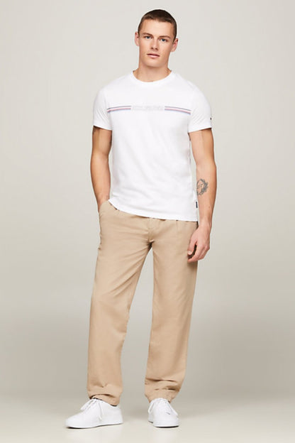 Tommy Hilfiger Stripe Chest T-Shirt White