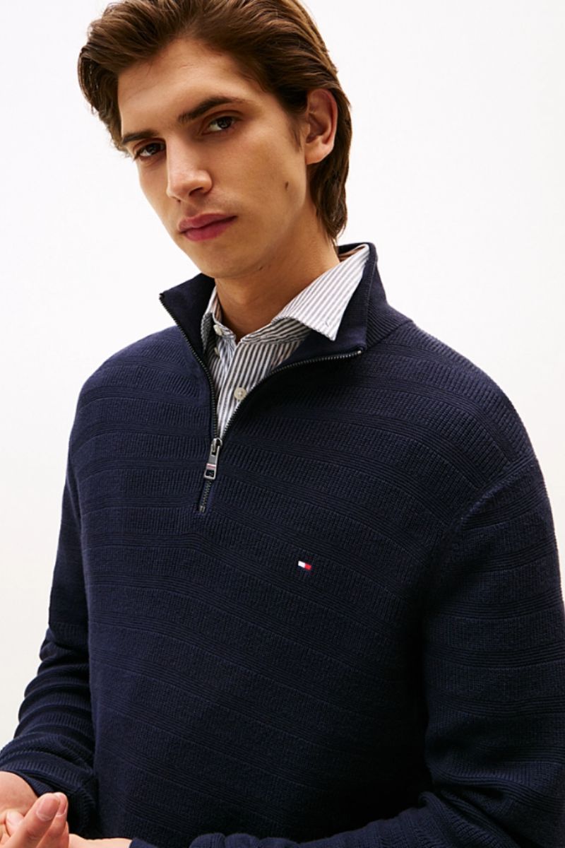 Tommy Hilfiger Stripe Structure Zip Navy