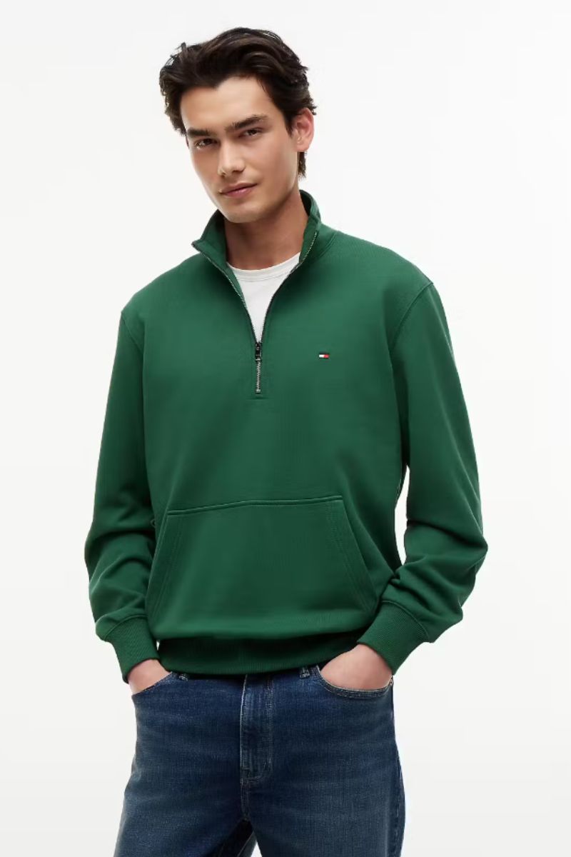Tommy Hilfiger Terry New 1/4 Zip Sweatshirt Green