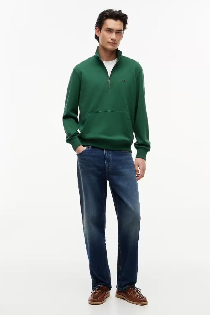 Tommy Hilfiger Terry New 1/4 Zip Sweatshirt Green
