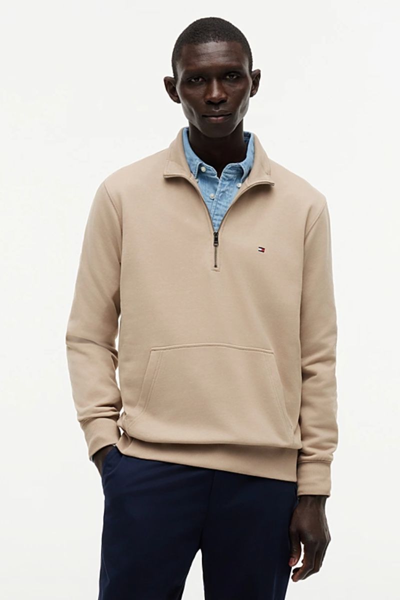 Tommy Hilfiger Terry New 1/4 Zip Sweatshirt Khaki