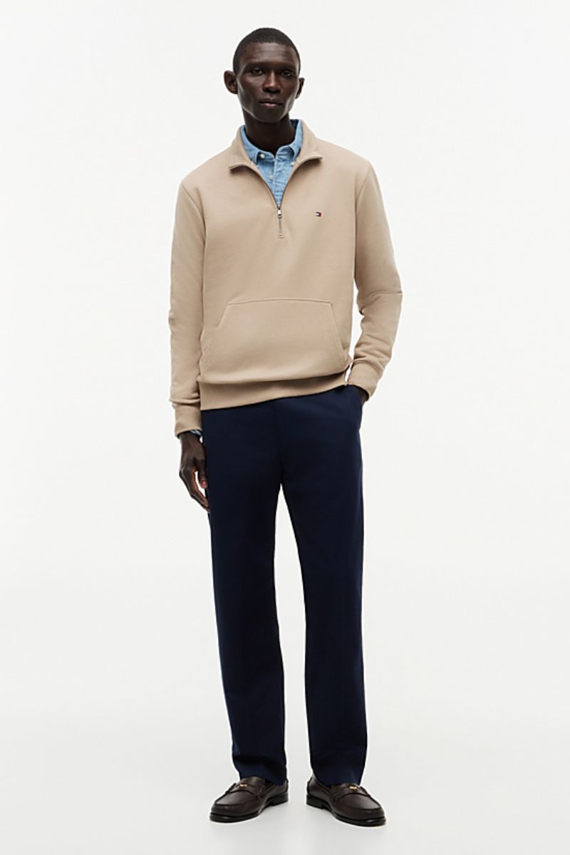 Tommy Hilfiger Terry New 1/4 Zip Sweatshirt Khaki