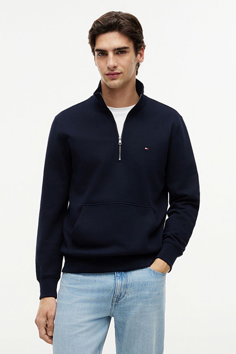 Tommy Hilfiger Terry New 1/4 Zip Sweatshirt Navy